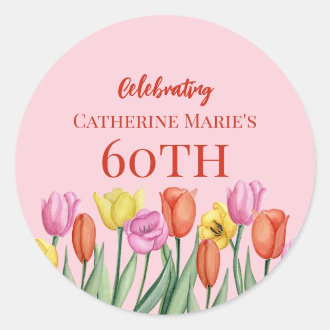Sticker Rond Fleurs pour 60e anniversaire  (Devant)