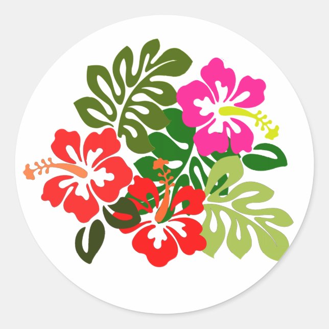 Sticker Rond Fleurs pour Hawaii Admissions Day - Hawaii Day (Devant)