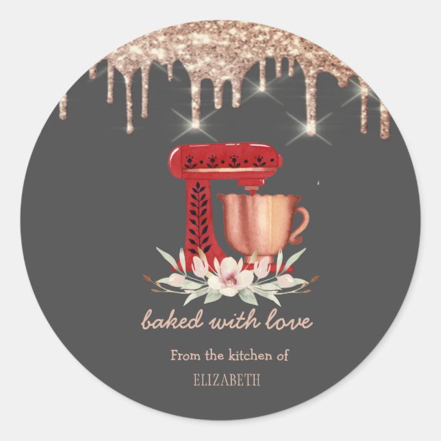 Sticker Rond Fleurs Red Mixer Gouttes de Bakery (Devant)