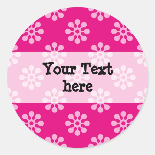 Sticker Rond Fleurs rétro transparent motif transparent blanc t (Devant)