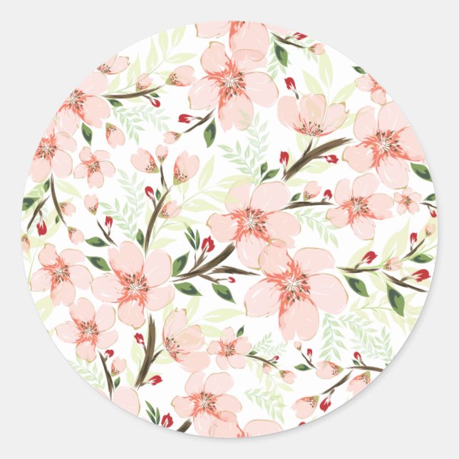 Sticker Rond Fleurs roses (Devant)