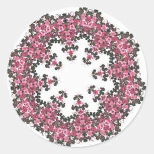 Sticker Rond Fleurs roses