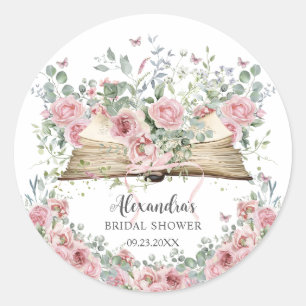 Sticker Rond Fleurs roses de mariage Nouveau Chapitre Baby Show