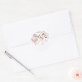 Sticker Rond Fleurs roses de pots de maçon de pays (Enveloppe)