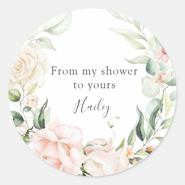 Sticker Rond Fleurs roses et feuillage pour enterrement de vie  (Devant)