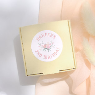Sticker Rond Fleurs roses Fairytale Fille Anniversaire