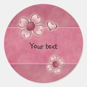 Sticker Rond Fleurs roses lunatiques