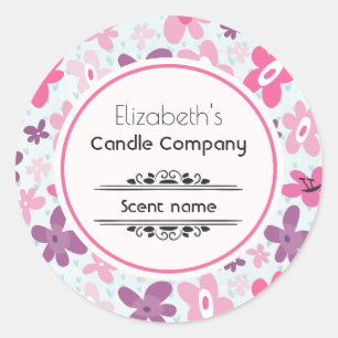 Sticker Rond Fleurs roses mignonnes Motif Whimsical