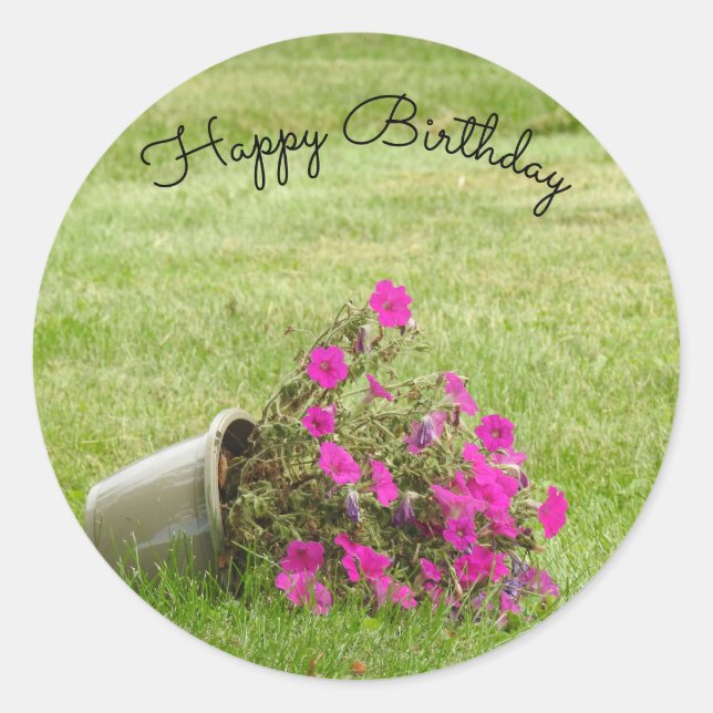 Sticker Rond Fleurs roses *personnalisez* (Devant)