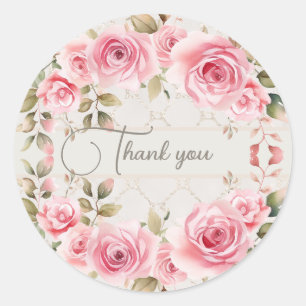 Sticker Rond Fleurs roses roses rose rougissent élégant