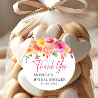 Fleurs roses vives tranche d'agrumes Baby Shower