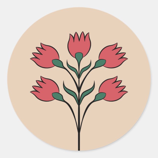 Sticker Rond Fleurs rouges (Devant)