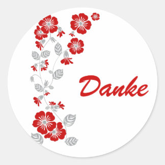 Sticker Rond fleurs rouges