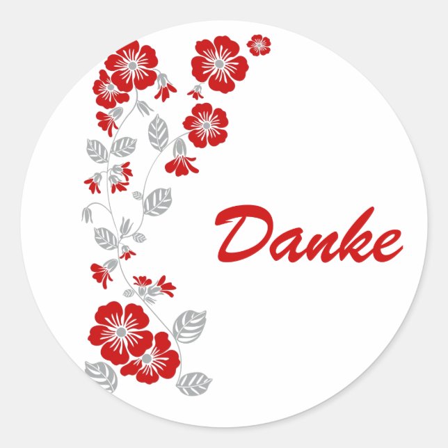 Sticker Rond fleurs rouges (Devant)