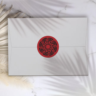 Sticker Rond Fleurs rouges gras