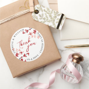 Sticker Rond Fleurs rouges Sakura Fleurs cerises fleurs Mariage