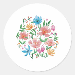Sticker Rond Fleurs sauvages