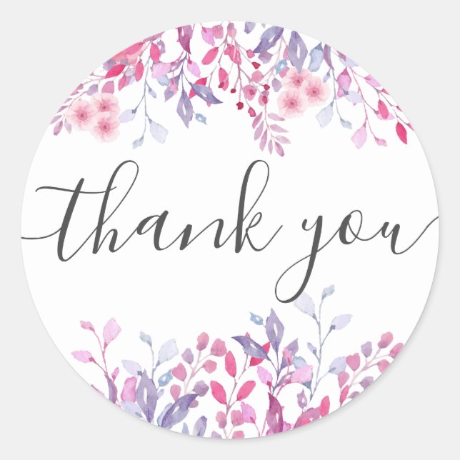 Sticker Rond Fleurs sauvages aquarelles de campagne violettes F (Devant)