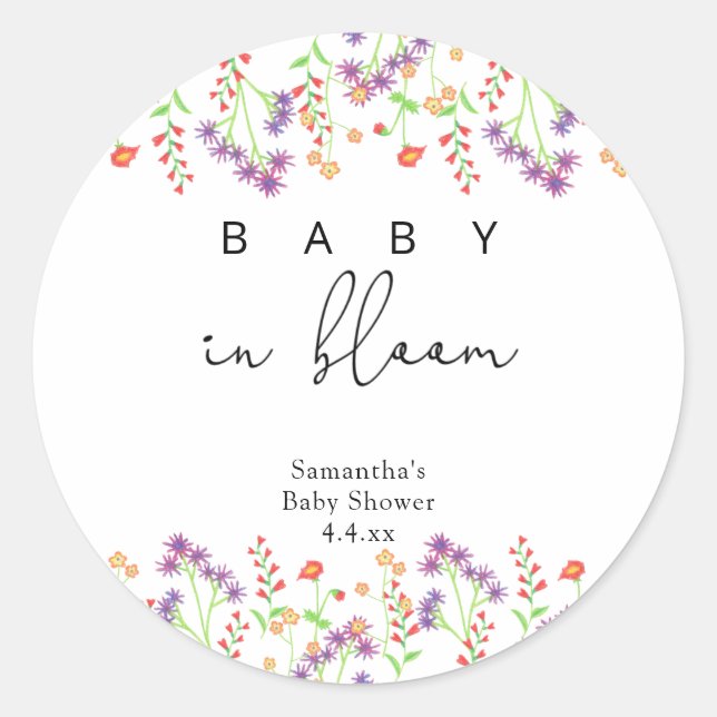 Sticker Rond Fleurs sauvages - Bébé en fleurs (Devant)