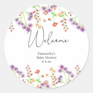 Sticker Rond Fleurs sauvages bienvenues