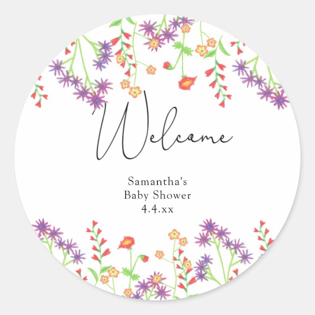 Sticker Rond Fleurs sauvages bienvenues  (Devant)