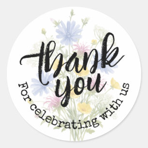 Sticker Rond Fleurs Sauvages Colorées Mariage Remerciements