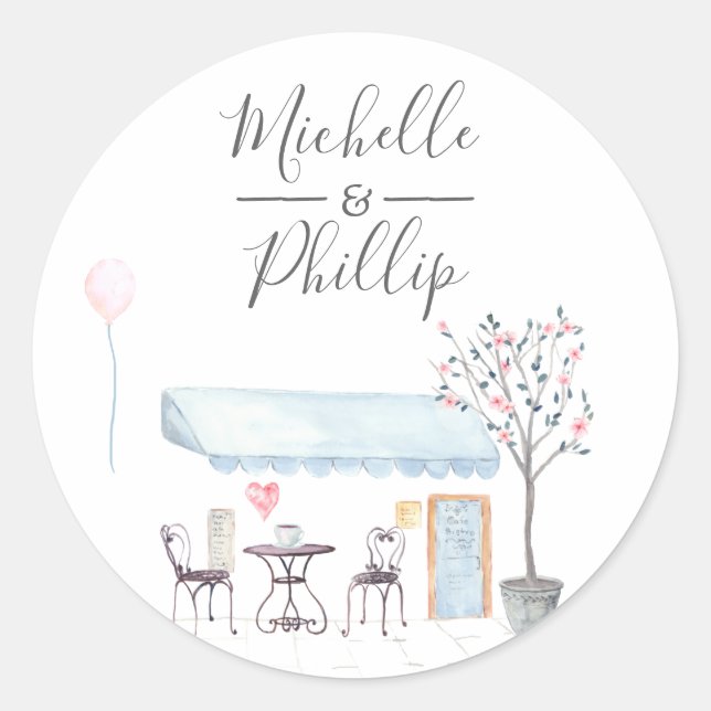 Sticker Rond Fleurs sauvages d'aquarelle Mariage Paris (Devant)