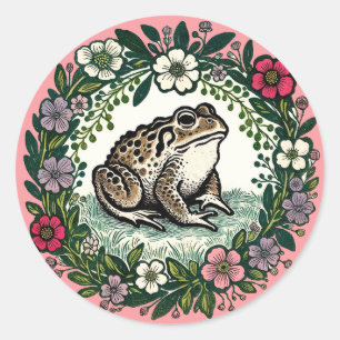 Sticker Rond Fleurs sauvages de crapaud