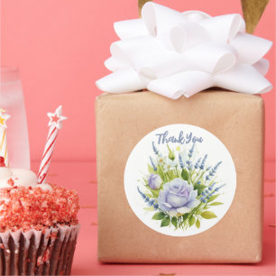 Sticker Rond Fleurs sauvages de lavande d'aquarelle