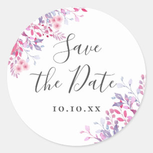 Sticker Rond Fleurs sauvages de lavande Enregistrez la date