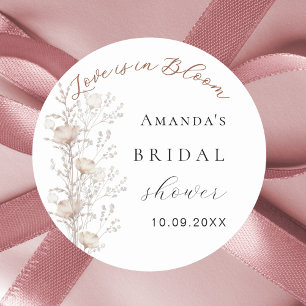 Sticker Rond Fleurs sauvages de mariage amour floraison beige c