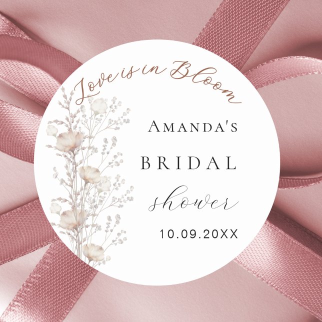 Sticker Rond Fleurs sauvages de mariage amour floraison beige c (Créateur téléchargé)