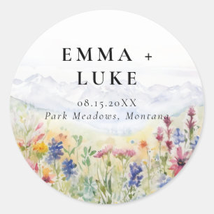 Sticker Rond Fleurs sauvages de prairie de montagne Mariage à l