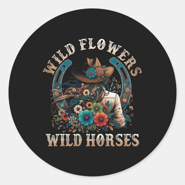 Sticker Rond Fleurs sauvages du couteau de soleil du Sud - Fleu (Devant)