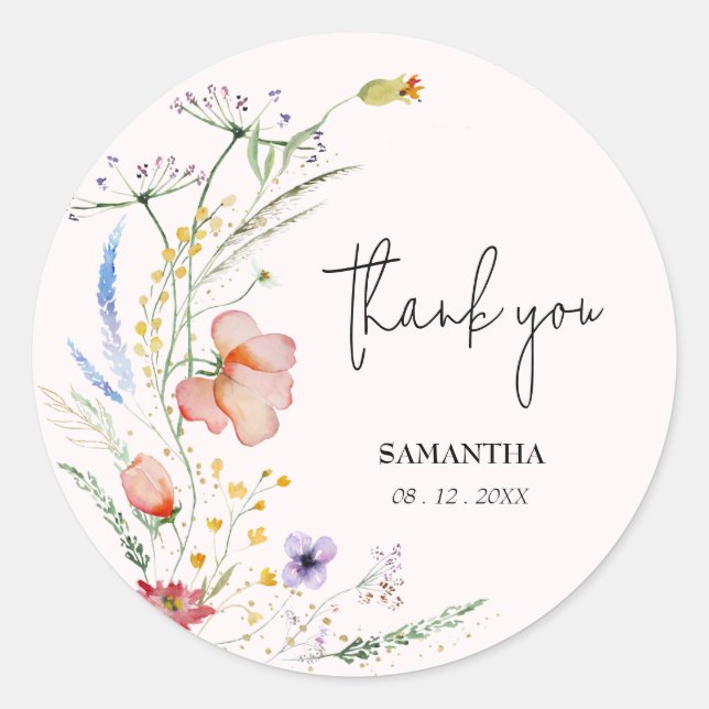 Sticker Rond Fleurs Sauvages Enterrement de Vie de Jeune Fille  (Devant)