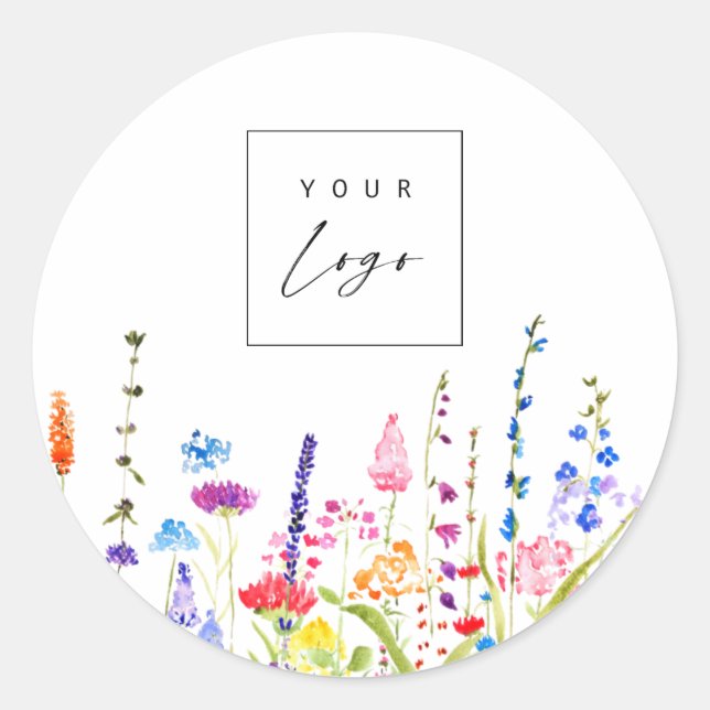 Sticker Rond Fleurs sauvages logo personnalisé couleur  (Devant)