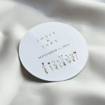 Sticker Rond fleurs sauvages mariages<br><div class="desc">Ajoutez une touche d'élégance naturelle à vos faveurs de mariage ou de décoration avec ces Stickers Classic Round Fleur sauvage Mariage. Dotés d'une charmante illustration fleur sauvage, ces autocollants apportent une touche rustique et intemporelle à votre journée spéciale. Ils sont parfaits pour sceller des enveloppes, orner des sacs-cadeaux ou ajouter...</div>