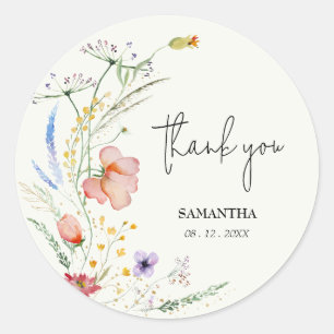Sticker Rond Fleurs sauvages pour la fête prénuptiale verte