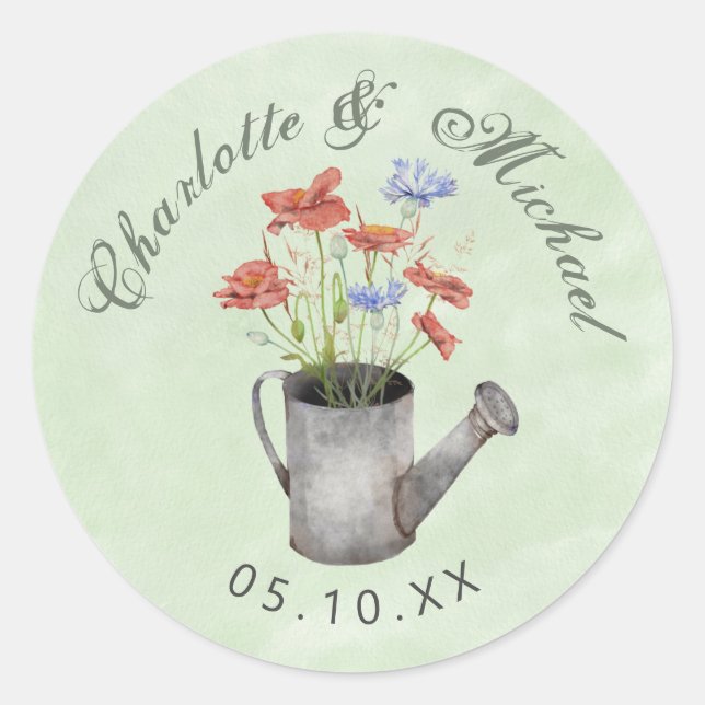 Sticker Rond Fleurs sauvages rustiques dans l'eau peut mariage  (Devant)