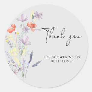 Sticker Rond Fleurs sauvages style bohème merci