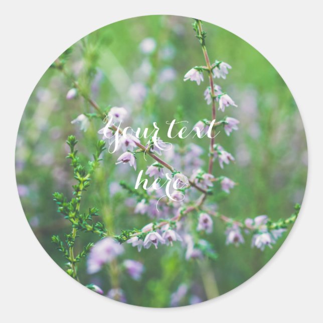 Sticker Rond Fleurs sauvages violets délicats (Devant)