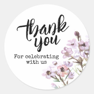 Sticker Rond Fleurs sauvages violettes Merci de célébrer
