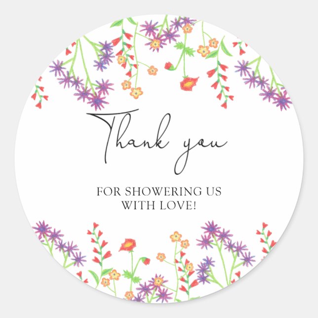 Sticker Rond Fleurs sauvages vous remercient  (Devant)