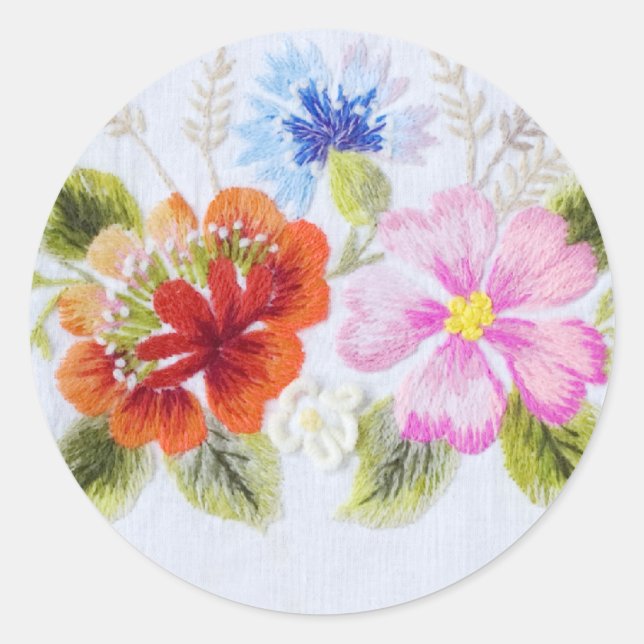 Sticker Rond Fleurs traditionnelles (Devant)