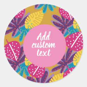 Sticker Rond Fleurs tropicales fruits jaunes d'été
