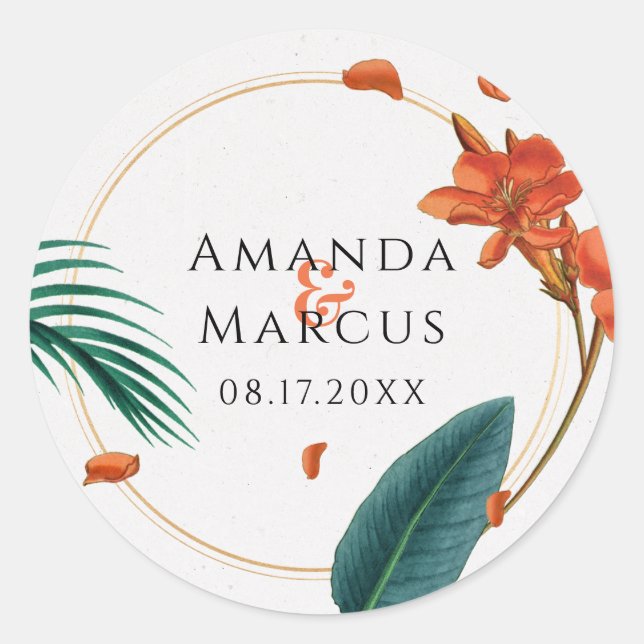 Sticker Rond Fleurs tropicales Mariages (Devant)