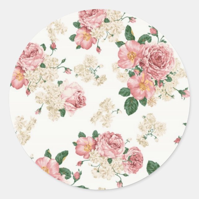 Sticker Rond Fleurs vintages (Devant)