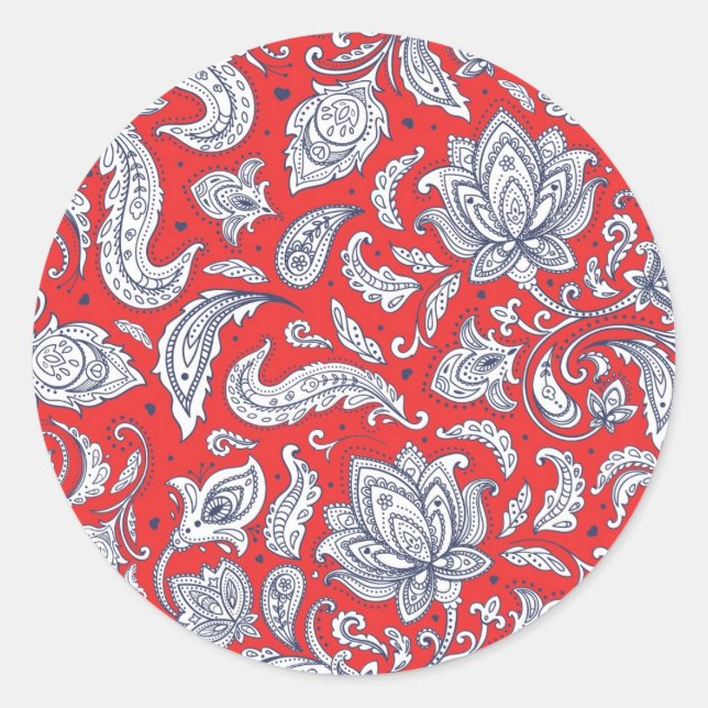 Sticker Rond Fleurs vintages rouges mignons motif (Devant)