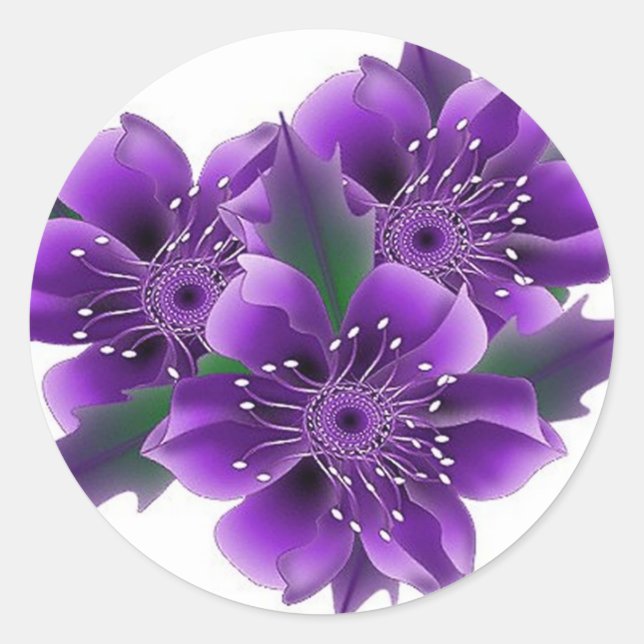 Sticker Rond fleurs violettes (Devant)