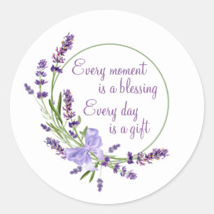 Sticker Rond Fleurs violettes et fleurs florales élégantes